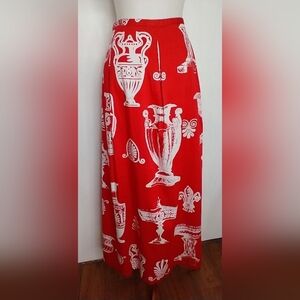 Soft Surroundings Red and White Vase Print Maxi Skirt